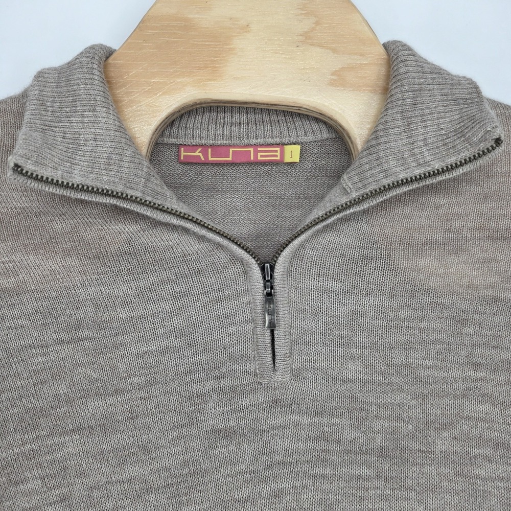 Kuna Alpaca 1/4 Zip Sweater Men Small Women's Med Stretch Soft Preppy Tan Size 1